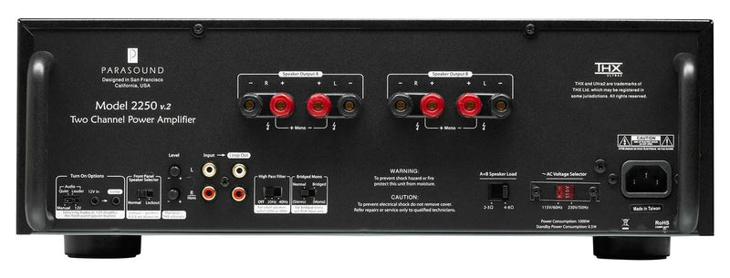 Parasound NC 2250v2 275W 2Ch Stereo Power Amplifier, THX Ultra2, Bridgeable