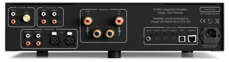 Hegel H190v 150W Integrated Amplifier, V10 MM Phono, Roon Ready, Damping 4000