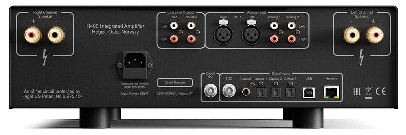 Hegel H400 250W Dual Mono Integrated Amplifier, Roon Ready, EISA 2024-2025