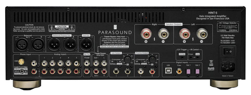 Parasound Halo HINT 6 160W Integrated Amplifier, ESS DAC, MM/MC Phono, HT Bypass