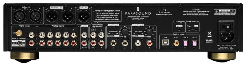 Parasound Halo P6 2.1 Channel Preamplifier & DAC with MM/MC Phono, USB