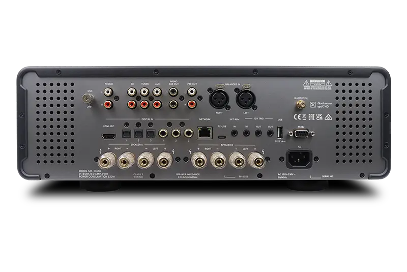 Rotel Michi Prestige X430 rear input and speaker connections