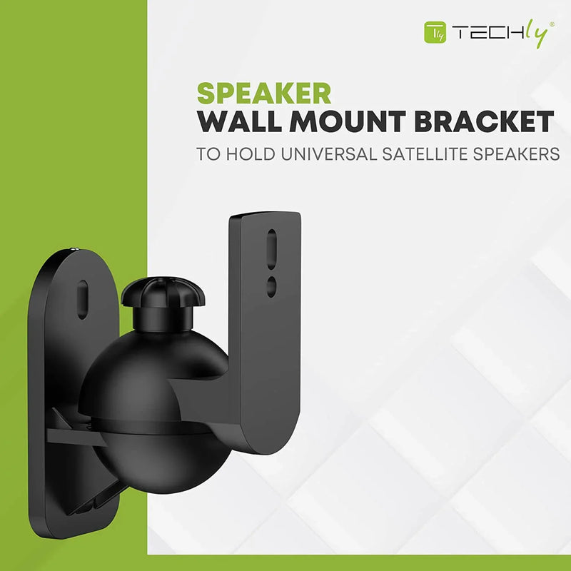 Techly Wall Satellite Speakers Brackets with Capacity Up to 3.5kg Black (Pair) - ProHiFi India