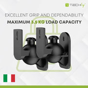 Techly Wall Satellite Speakers Brackets with Capacity Up to 3.5kg Black (Pair) - ProHiFi India